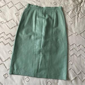 vintage danier leather turquoise skirt